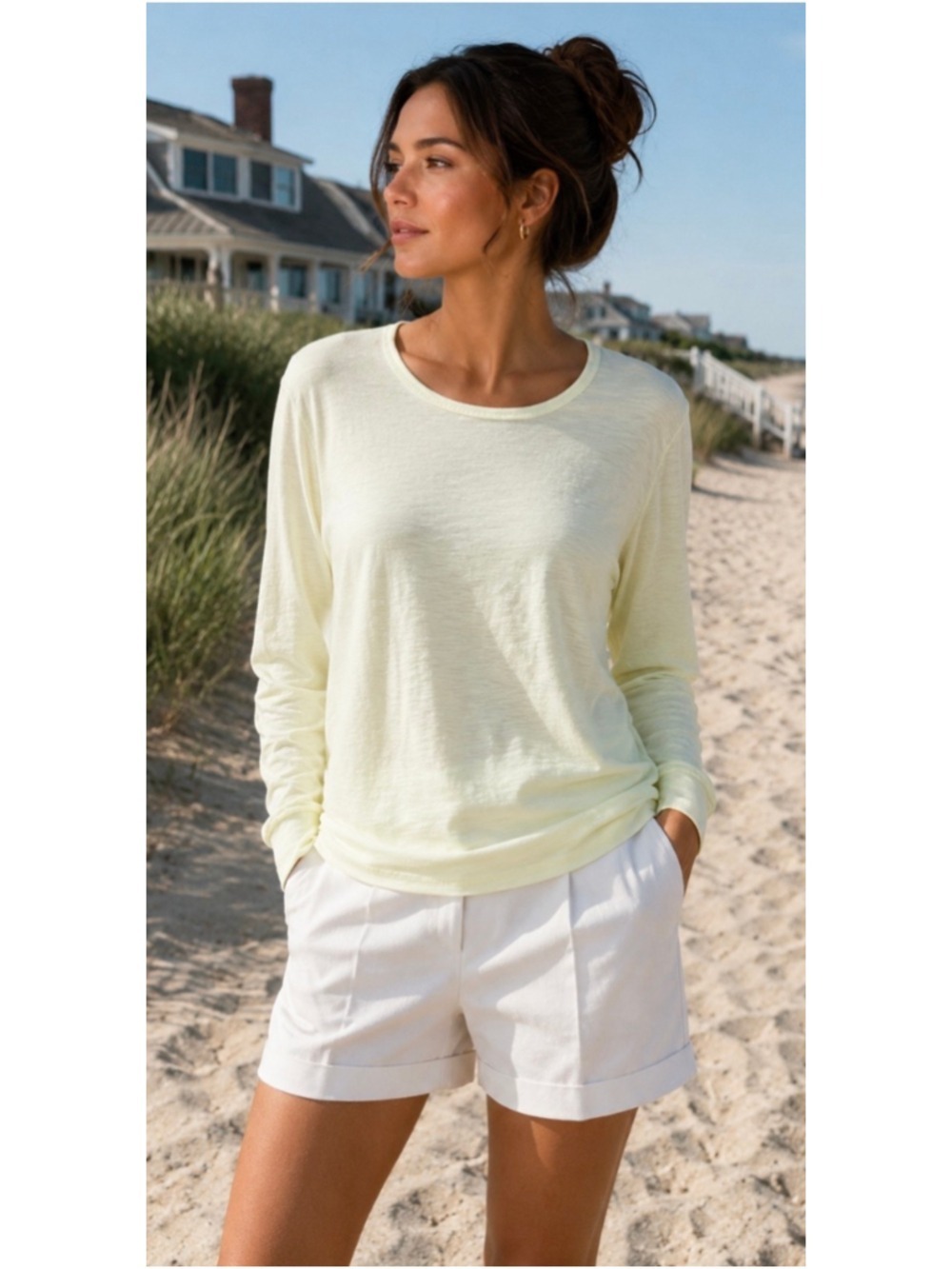 James Perse Long Sleeve Tee Yellow Size 2/M New